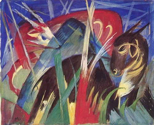 Cuadro Fabel Tiere di Marc, impresiones de lienzo artísticas de 60x90cm para decoración de salón