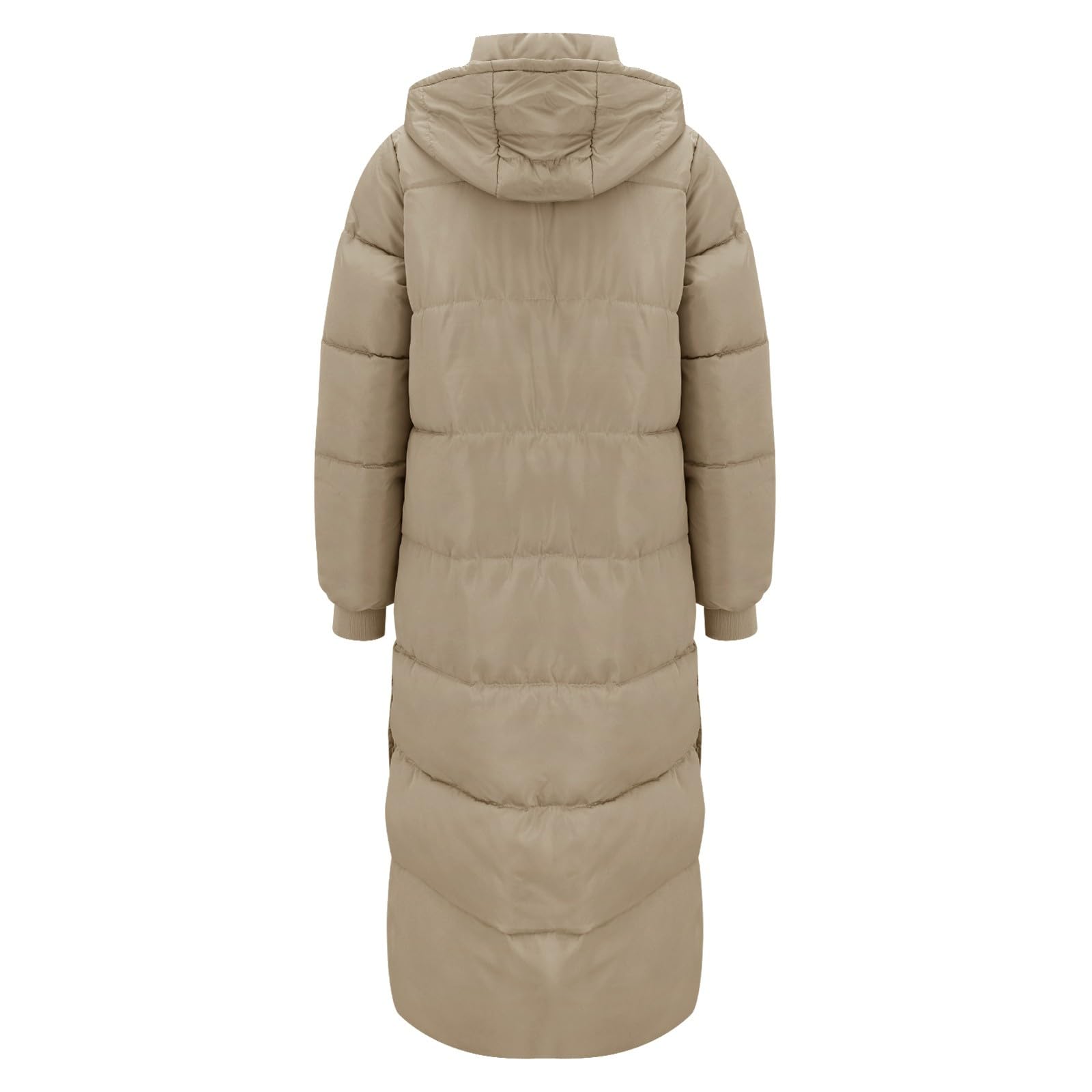 Piumini da donna invernali lunghi piumini imbottiti con cappuccio trapuntato imbottito con tasche per campeggio all'aperto giacche da trekking a maniche lunghe con cerniera Outwear