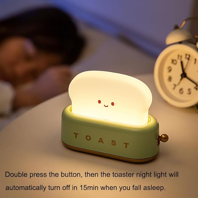 ipalmay Cute Toaster Night Light, Dimmable Bread Night Lamp USB Rechargeable, Auto-Off Bedside Sleep Lamp, Office Study Room Home Desk Ornament, Birthday Gifts for Girls, Boys, Teens, Friends photo 3