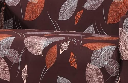 Image of BLUSH & BLOOM 3 Seater Elastic Stretchable Sofa Cover with Floral Print, Navy Blue, Elastic Slipcover for Living Room (Brown)
