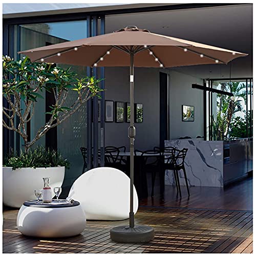 Sombrilla con luces LED para cenas en el jardín y protección solar de terrazas