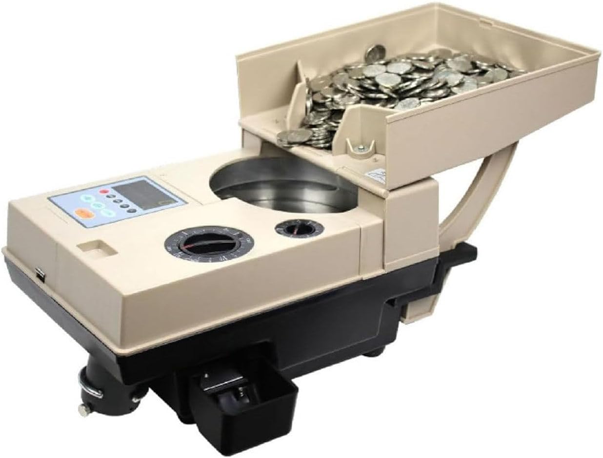 Selezionatore di Contamonete Elettronico, Contatore di Monete Ad Alta velocità da 1200 Pezzi/Min per Monete da 15mm ~ 34mm, Selezionatore di Monete per Negozi di Banche Aziendali Ristoranti