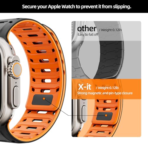 Image of X-it Magnetic Watch Band for Apple Watch Ultra 49mm, 46mm /45mm /44mm, Silicone Sport Strap with Strong Magnet for Men and Women, Compatible with Apple Watch Series 11 /10 /9 /8 /7 /6 /5 /4 /3 /2 /1 and SE