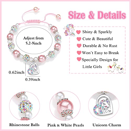 Unicorn Bracelet for Daughter/Granddaughter/Granddaughter/Bonus Daughter Adjustable Pink & White Pear Bracelet, Birthday Christmas Graduation Gifts for Girls3