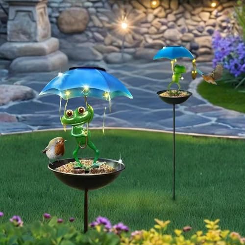 Mangeoire à oiseaux avec lumière solaire et gamelle d'eau jardin - 3