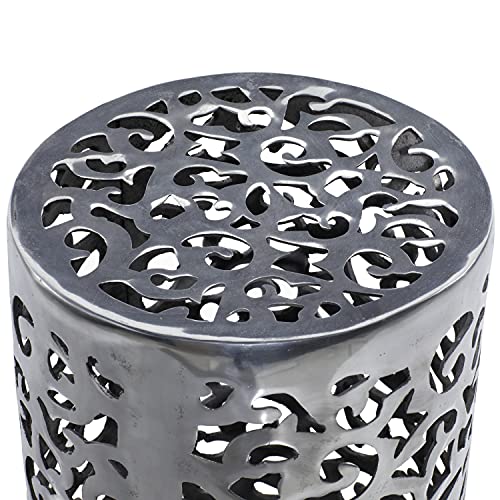 Deco 79 Aluminum Scroll Accent Table, 13" X 13" X 18", Silver #TOP4