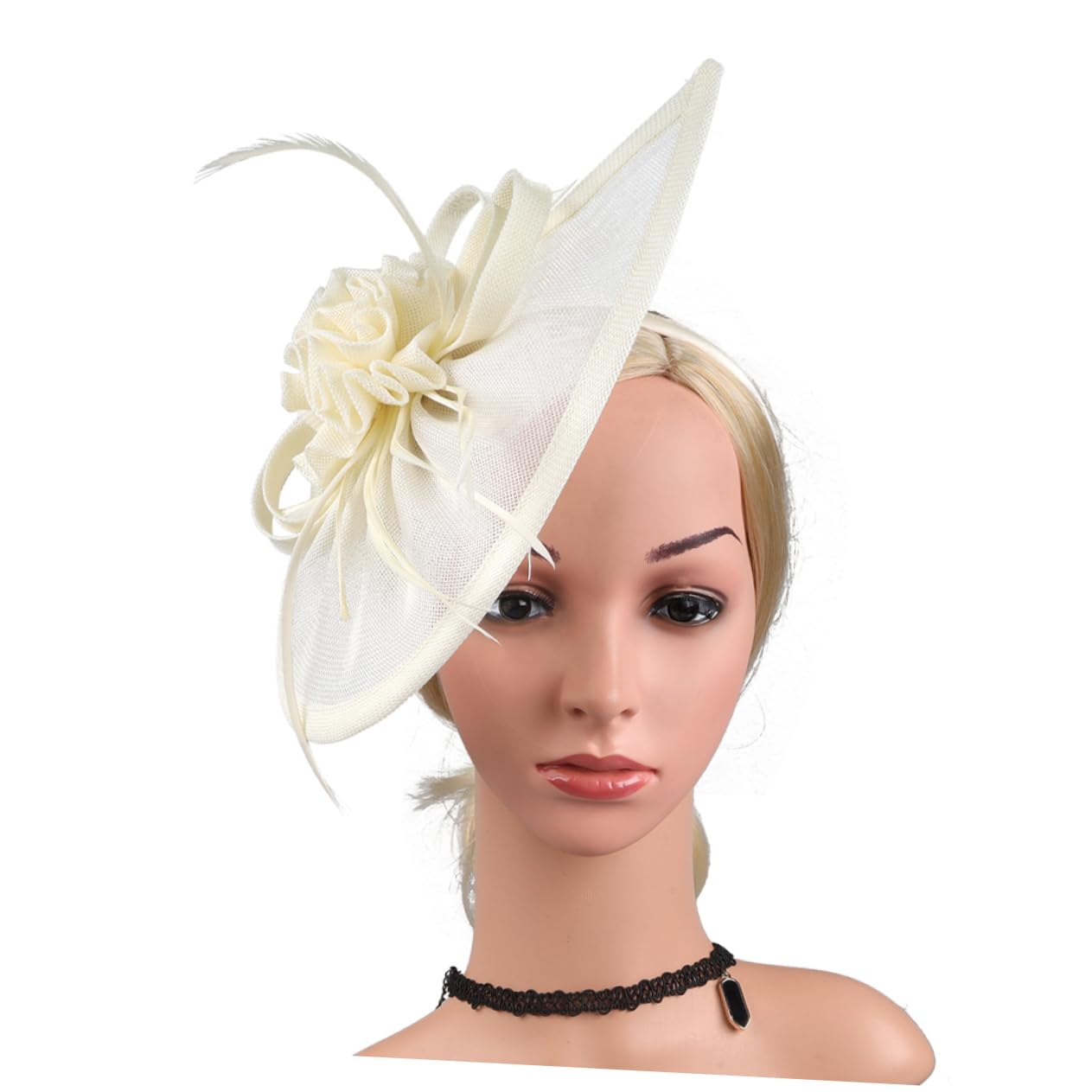 2pezzi Fascinator Elegante con Clip e Fascia per Accessori Vintage per Cerimonie Tea Party e Matrimoni Cappello Rete con Dettagli Plume