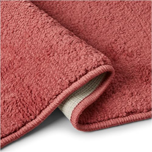 Image of Welspun Arlo Bathroom Mat Anti Slip | Soft Absorbent Bathmat | Quick Dry Polyester Floor Mat for Bathroom | Anti Skid Bathmat | Machine Washable | 40 x 60 cm | Rose