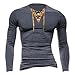 jeansian Men's Slim Fit Long Sleeves V Neck Casual Henleys T-Shirts Tee D507