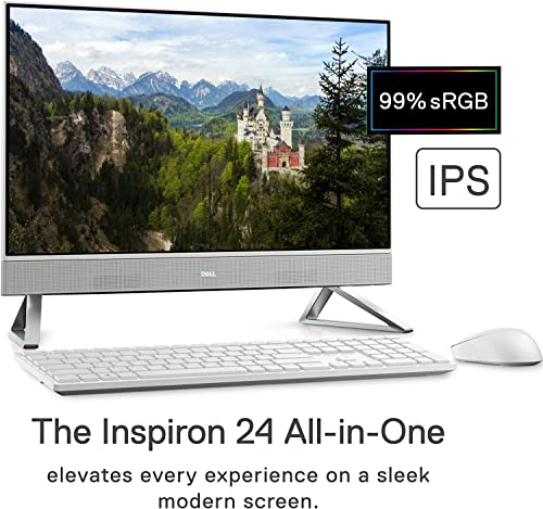 Image of Dell Inspiron 5410 All-in-One Desktop, 23.8'' FHD IPS Touchscreen, 12th Gen Intel Core i5-1235U, 12GB RAM, 256GB SSD + 1TB HDD, HDMI, RJ-45, 1080p, Wireless KB&Mouse, Wi-Fi 6, Windows 11 Home, White