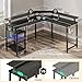 Rolanstar L Shaped Gaming Desk with LED Lights & Power Outlets, 46.2