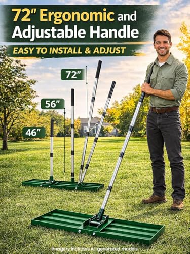 Rastrillo nivelador para césped de 30x10 pulgadas con mango de acero inoxidable miniatura 5
