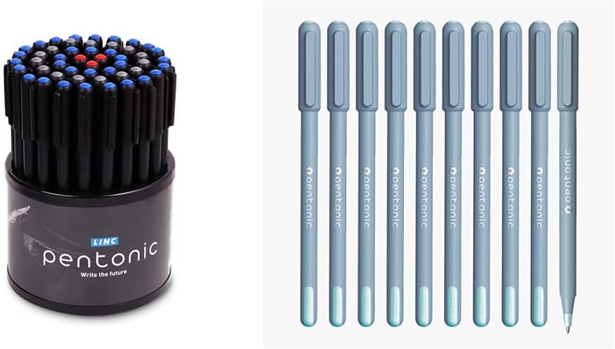 Pentonic Linc LNPTP50AS Ball Point Pen - Pack of 50 (Multicolour) & LINC Frost Ball Point Pen (0.7mm, Blue Ink, Pack of 10 x 3)
