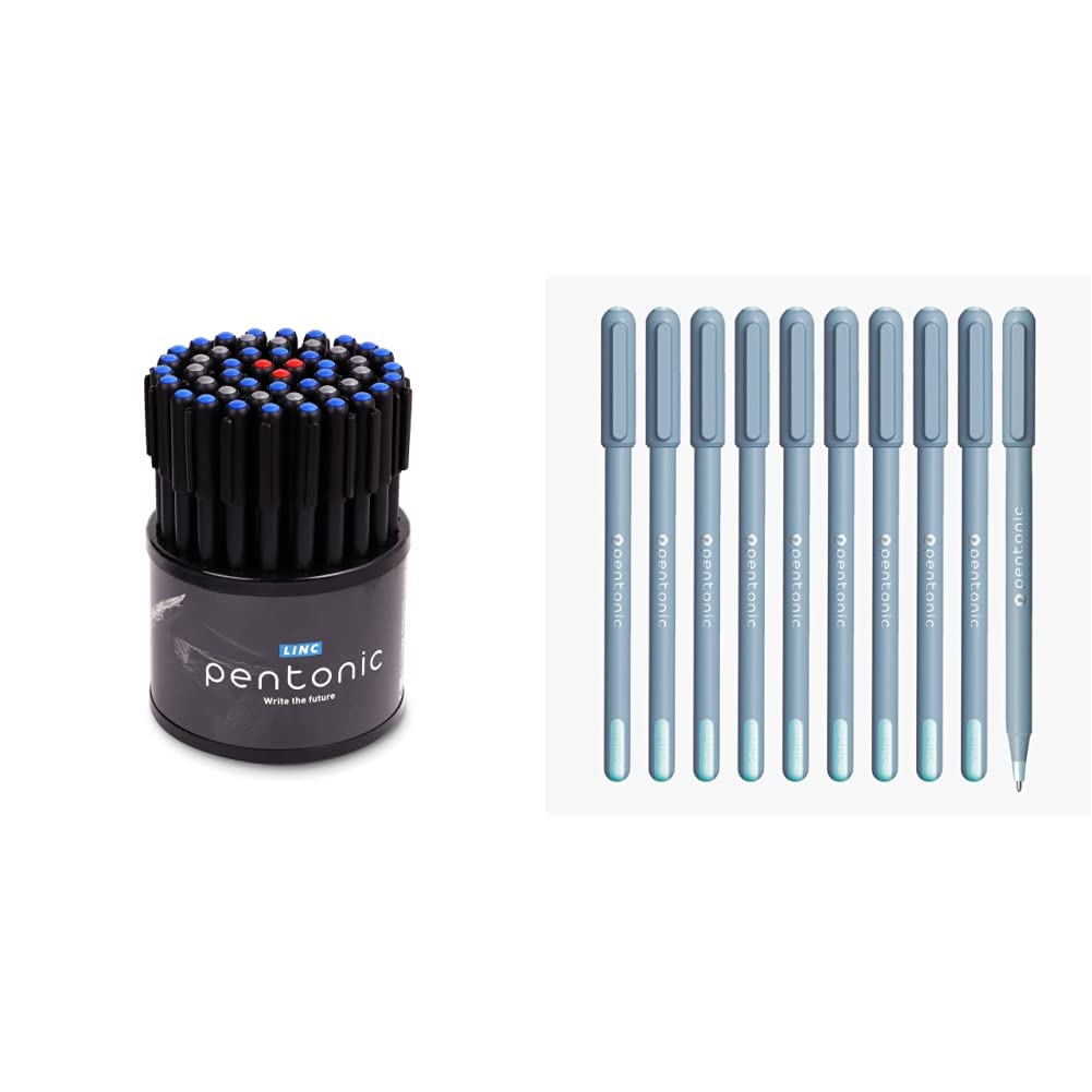 Pentonic Linc LNPTP50AS Ball Point Pen - Pack of 50 (Multicolour) & LINC Frost Ball Point Pen (0.7mm, Blue Ink, Pack of 10 x 3)