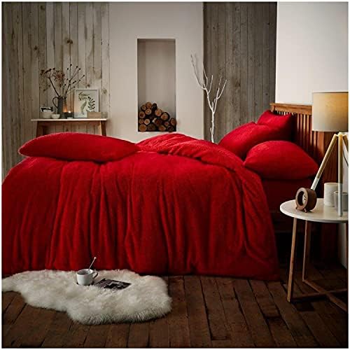 GC GAVENO CAVAILIA Teddy Fleece Double Duvet Set With Pillowcases, Thermal Warm & Cosy Super Soft Fluffy Bear Bedding, Charcoal
