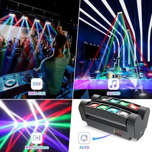Image of Disco Lights DJ Lights Stage Lights Mini Spider Moving Heads Dance Light LED RGBW DMX512 Sound Activated High Energy Light for Party Club Bars Home