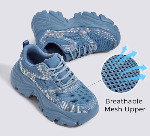 Image of K KIP WOK Chunky Sneakers for Women Fashion Platform White Leather Casual Dad Shoes Comfortable Wedge Walking Sport Sneakers