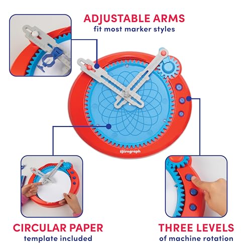 Image of Spirograph Electric Machine - Arts and Crafts, Kids Toys, Art Supplies, Craft Supplies, Drawing Kit, Spiral Art, Classic Gear Design Kit, Case, Pens, Design Sheet Included, Ages 8+