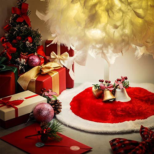 Sumind Mini Christmas Tree Skirt 15 Inch Xmas Tree Skirt Miniature Christmas Tree Skirt Decor For Xmas New Year Holiday Party Home Ornaments (Red-White, Plush) #TOP4