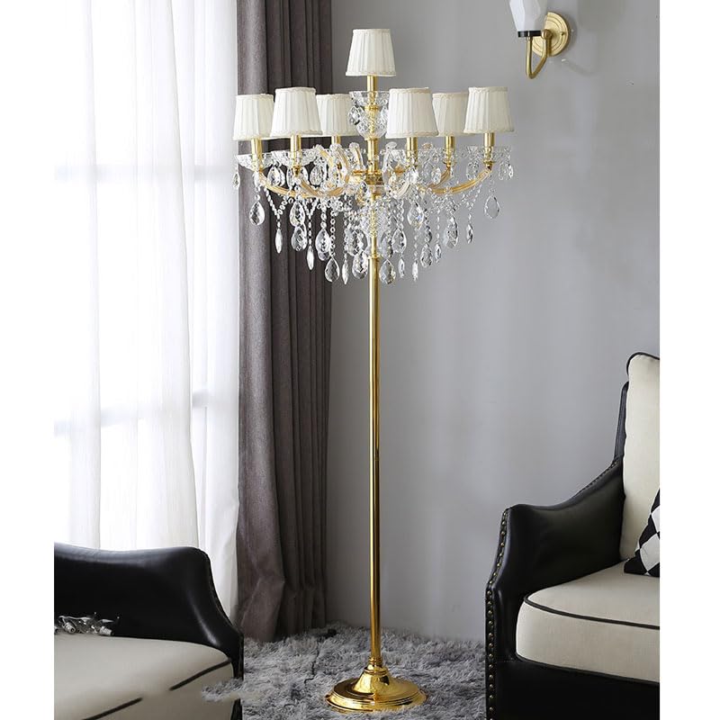 Europejska kryształowa lampa podłogowa, 7 świateł lampa stojąca w gospodarstwie, elegancka kryształowa lampa podłogowa do biura, czytelni, sypialni