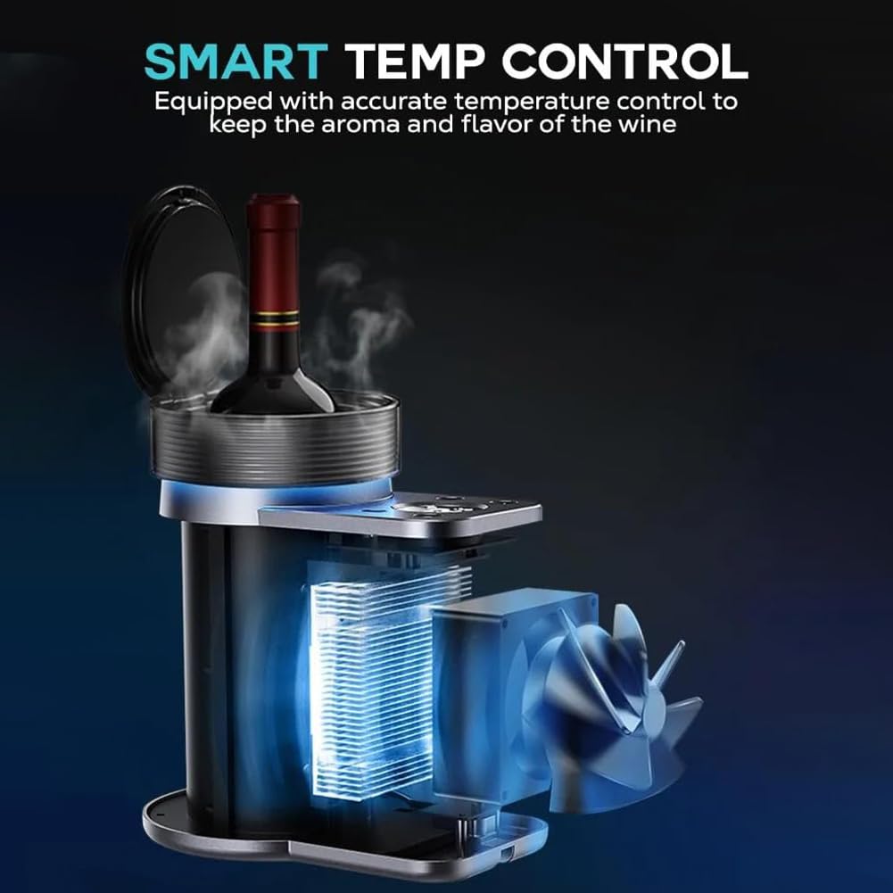 Enfriador de Vino eléctrico - Enfriadores de Vino portátiles para Botellas de 750 ml - Enfriador de Vino rápido para una Sola Botella - Vino Fresco sin Hielo, rápido y sin Esfuerzo para Fiestas