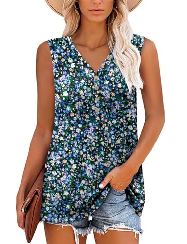 KISSMODA Womens Boho Tops for Summer Sleeveless Tanks Loose Fit Casual Blouse Daily Shirts for Leggings (S-3XL)