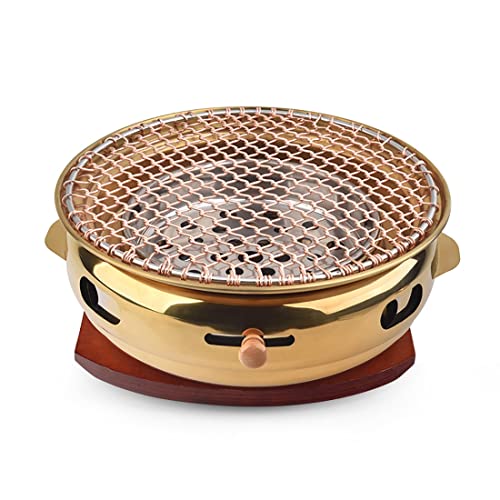 Hdncjfleq Portable Commercial Bbq Grill, Household Round Barbecue, Non-Stick Grill Pan Easy To Clean, Outdoor Garden/Camping/Party (Color : Gold, Size : B) #TOP4