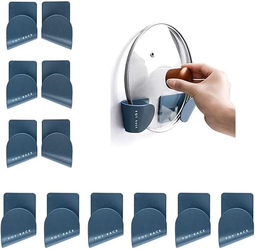 chenyesun 6 pares de organizadores de tapa de maceta de montaje en pared, organizador ajustable de tapa para puerta de gabinete, ganchos para tapa