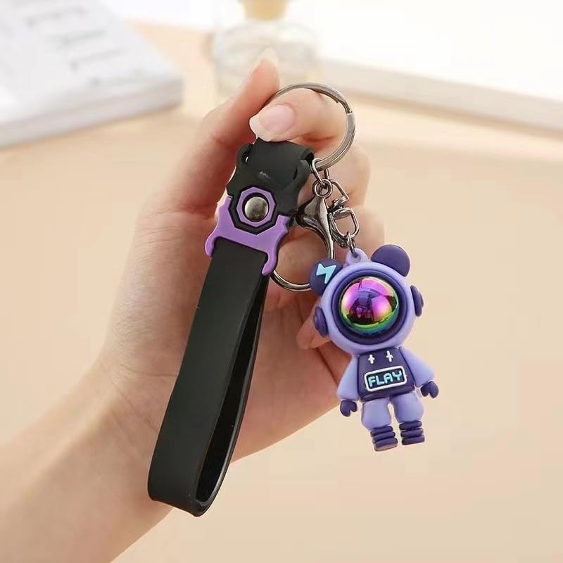 Chaveiro astronauta, chaveiro espacial fofo Kawaii com efeito de luz do pôr do sol, chaveiro estilo anime para mochilas, Roxa, Purple