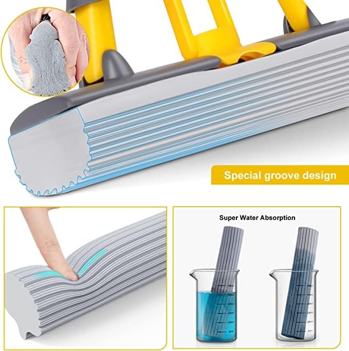 Image of Medium Sponge Mop, Stainless Steel Handle, PVA Absorbent Head, Self Squeeze, Ideal for Tile, Laminate, Parquet Floors