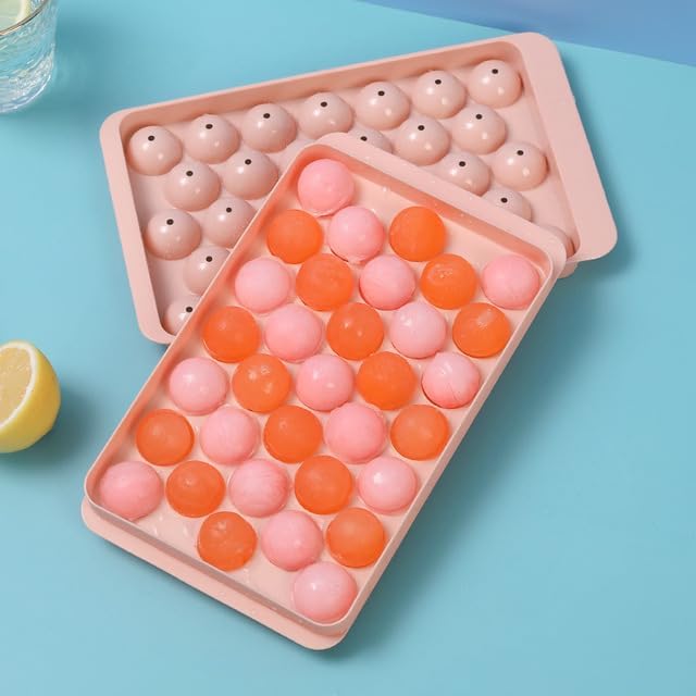Miniatura 2 de Bandeja para cubitos de hielo con tapa, crea bolas de hielo esféricas perfectas, fácil de congelar y almacenar, molde redondo para cubitos de hielo,