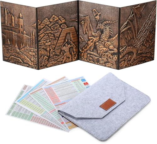 LIEFY The Dragon's Bastion - Copper | DND DM Screen mit epischem 3D-Drachenrelief, 4 Panels | DND Zubehör & Geschenk