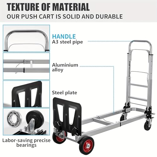 Carretilla plegable de aluminio 2 en 1, 400 lb capacidad miniatura 5