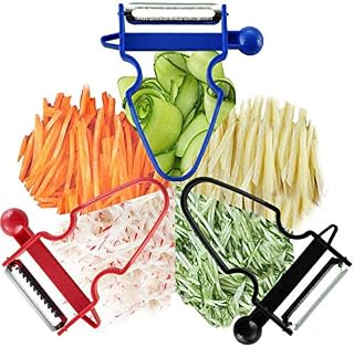 St@llion Magic Trio Peeler Vegetable Set of 3 for Quick Smooth Peeling Potato Apple Pineapple Carrot Pumpkin Cheese with Non-Slip Handles (Pack of 1)