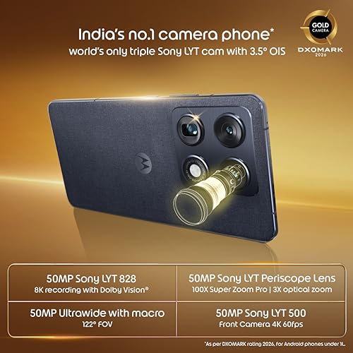 Image of Motorola Signature (Pantone Carbon, 16GB RAM +512GB Storage) | 17.27 cm (6.8 inch) Super HD Display | 50MP + 50MP + 50MP | 50MP Front Camera | 5200 mAh Battery | Snapdragon 8 Gen 5 Processor