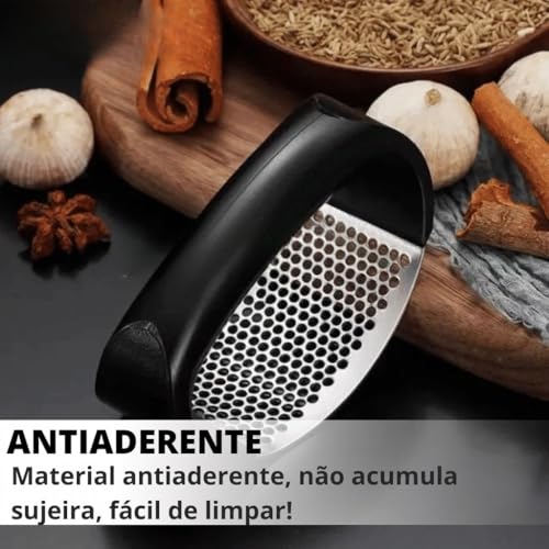 Kit 2 Utensílios para Cozinha Inox: Triturador de Alho e Amassador de Batata Espremedor Resistente moedor de alho，triturador de alho，mini processador，processador de alimentos，triturador de alho