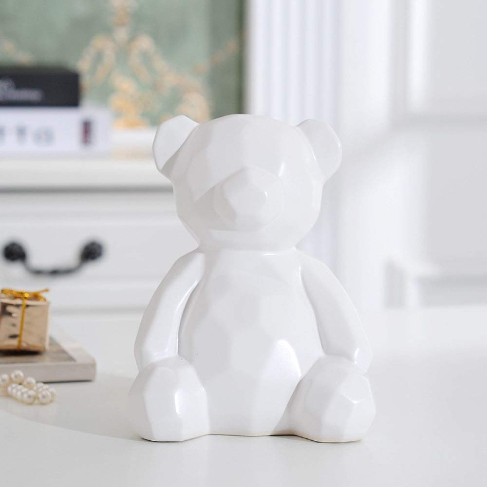 Petite statue ours céramique blanc rompre monotonie bureau