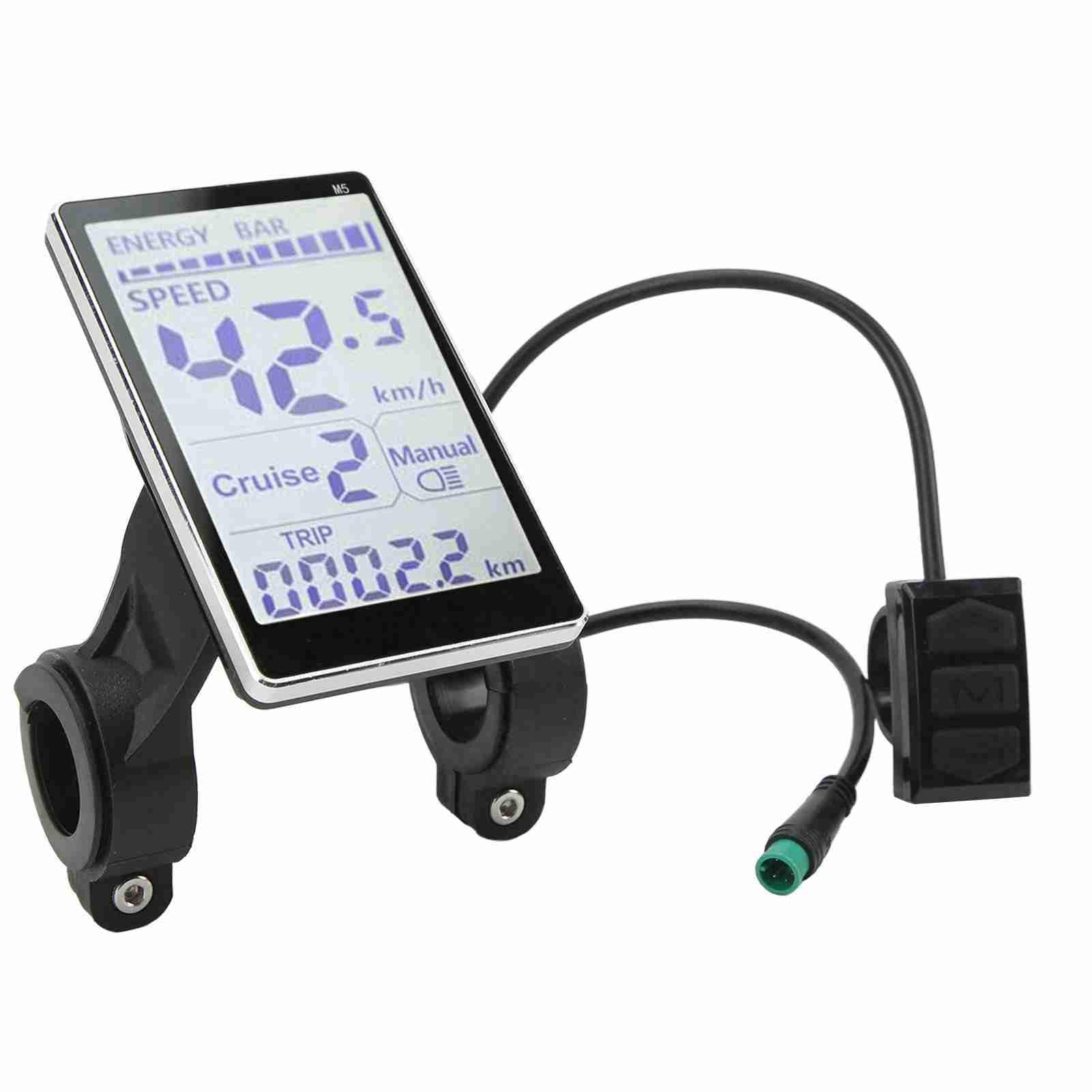 Display LCD per bici elettrica, pannello di controllo display multi-informazioni, 5 pin 24V 36V 48V 60V universale, pannello LCD impermeabile per modifica bicicletta