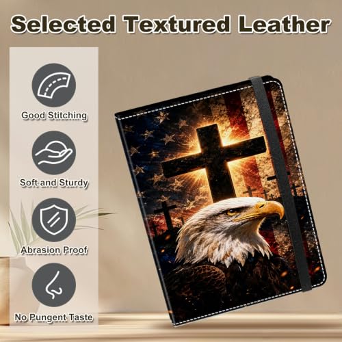 Image of Photo Album 4x6 120 Photos with Strong Elastic Band, Patriotic Eagle Cross | Large Capacity Premium Leather Picture Album, Portable Wallet Albums Photo Book for Family Anniversaries Wedding Baby
