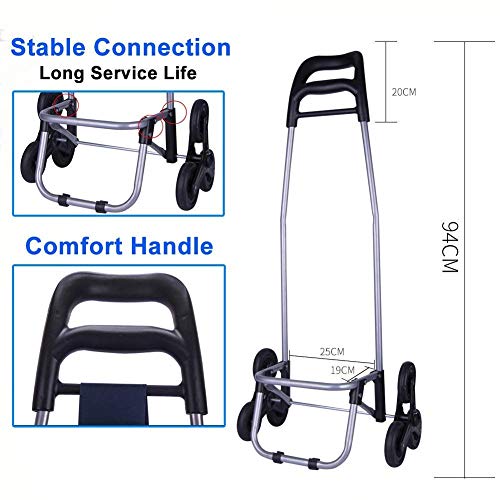 FMOGE Einkaufstrolley, zusammenklappbar, Treppenkletterwagen, Lebensmittelwagen, Wäschewagen mit Radlagern… – Bild 7