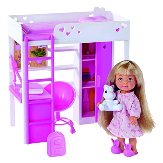Simba - Evi Love Chambre - Mini Poupée 12cm - Lit Mezzanine + Bureau - Accessoires - 105733601
