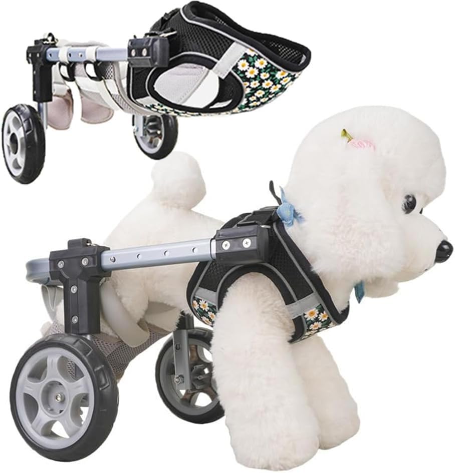 OZPPM Hunderäder für Hinterbeine, Hunderollstuhl, Mobilitätshilfe, leichter 2/4-Radwagen für kleine und mittelgroße behinderte Haustiere, Rehabilitationsunterstützung für kleine bis große Hunde (S,2
