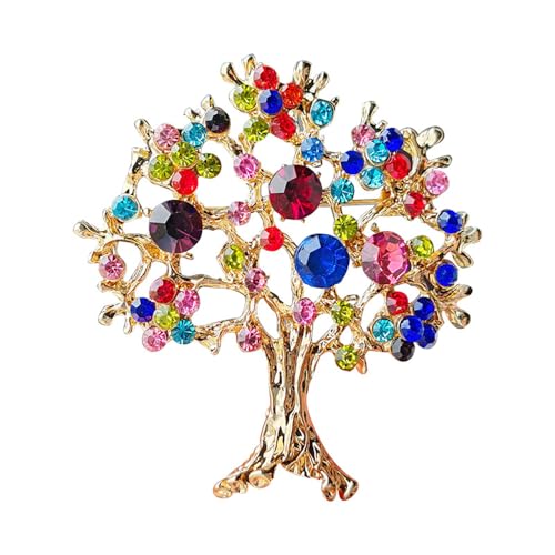 Image of Belons Women's Men's Tree of Life Brooch Alloy Rhinestone Bridal Brooch Pin Wedding Broach Banquet Bouquet Scarfpin