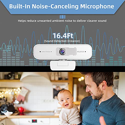 Image of Zoom Certified, NexiGo N940P (Gen 2) 2K Zoomable Webcam with Remote| Sony Starvis Sensor | 3X Zoom in and Out| Dual Stereo Microphone, for Zoom /Skype /Teams /Webex (White)