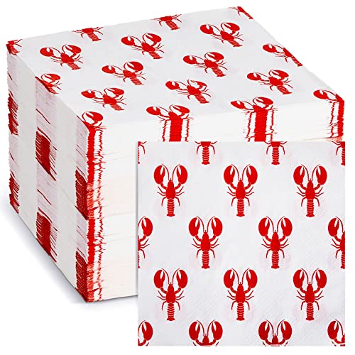 Serviettes en papier à motif d'écrevisses d'été 33x33 cm pour cocktail et grand mariage