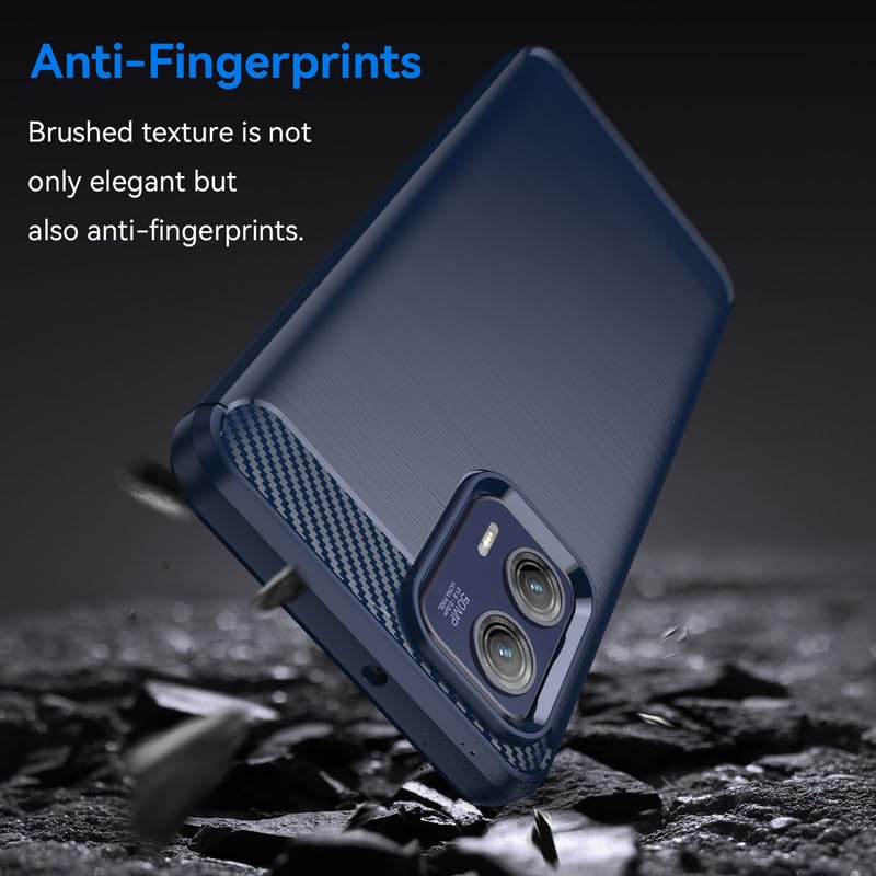 Image of Hybrid Carbon Fiber Back Case for Motorola Moto G73 5G (Blue)