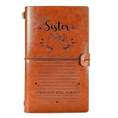 Sisters Gifts from Sister Leather Journal, 136 Page Refillable Notebooks