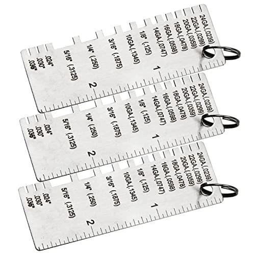 MUCKLILY 3pcs Metal Thickness Gauge Tool Gauge Wire Sizes Thickness Gauge Welding Thickness Gauge Wire Gauge Welding Accessories and Tools Welding Tools Silver Stainless Steel