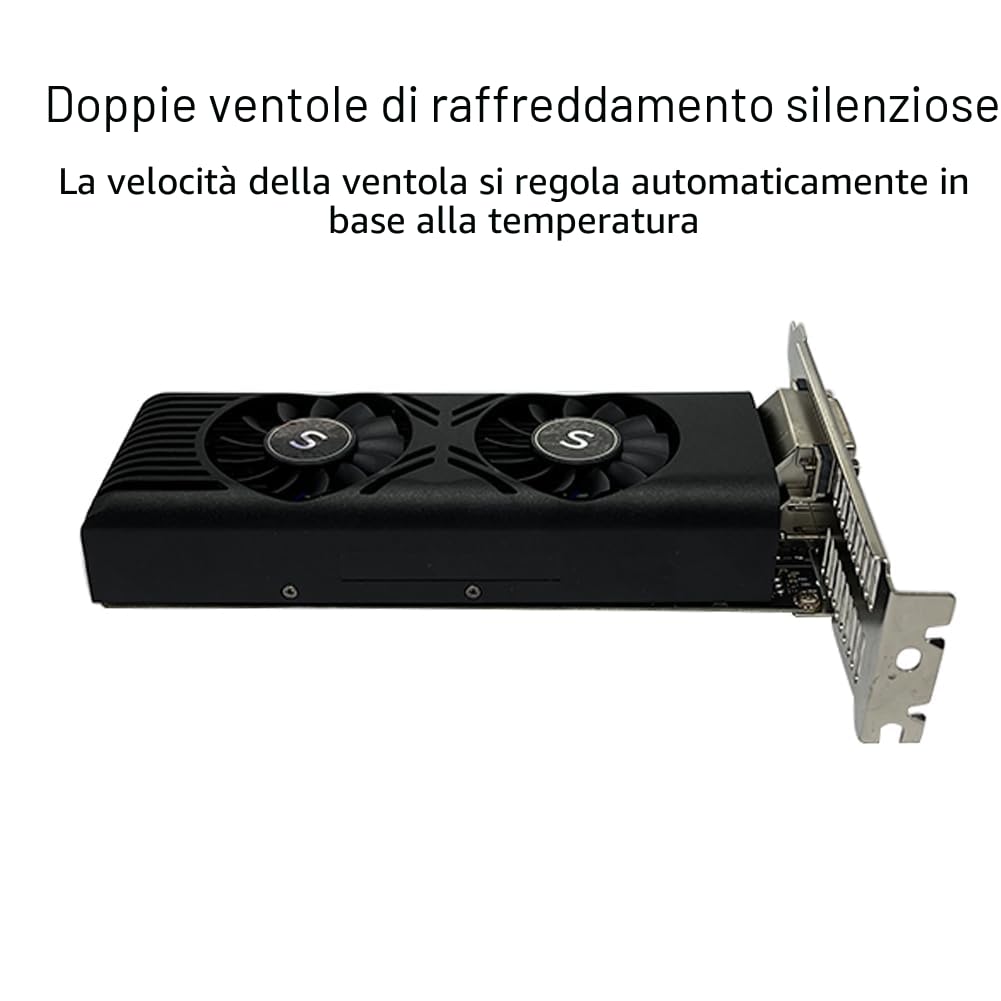GTX 1050 Scheda Grafica per PC, 4GB GDDR5 128-bit, HDMI DisplayPort DVI-D, Computer GPU, Scheda video per giochi, PCI Express x16, DirectX 12