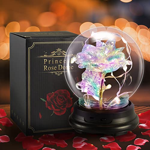 Rose éternelle dans un verre, Sentasi La Belle et la Bête Rose avec LED, cadeaux pour mamans, cadeaux pour femme, cadeaux de Noël, anniversaire Cover